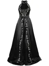 Aavva Floral-embroidered Gown In Black