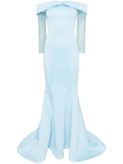 Aavva Off-shoulder Mermaid Gown In Blue
