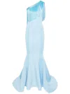 Aavva One-shoulder Asymmetric Gown In Blue
