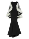 Aavva Ruffle-cape Gown In Black