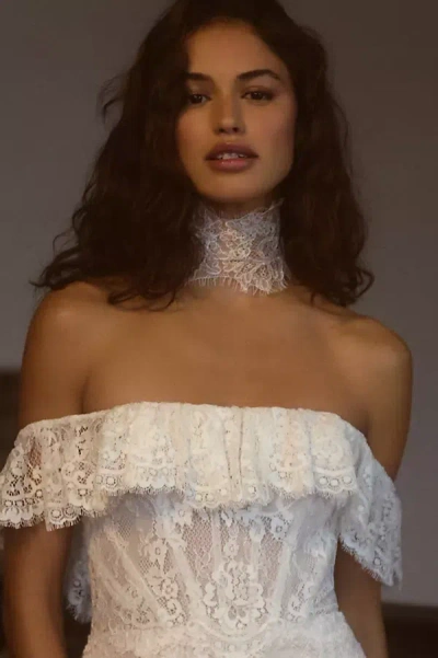 A.b. Ellie Wide Lace Neck Tie In White