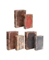 Ab Home Antique Multi-colored Book Boxes, Set Of 6 In Brown