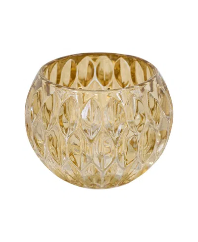 Ab Home Dimpled Candle Holder, 5.9" L X 5.9" W X 4.3" H In Amber Luster
