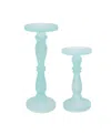 Ab Home Glass Pedestals, Set Of 2 In Frost Aqua