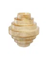 Ab Home Ribbed Geometric Glass Vase, 9.1" L X 9.1" W X 9.8" H In Amber Luster
