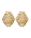 Ab Home Ribbed Geometric Glass Vase, Set Of 2 In Amber Luster