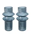 Ab Home Ribbed Glass Vases, Set Of 2 In Smoke Luster