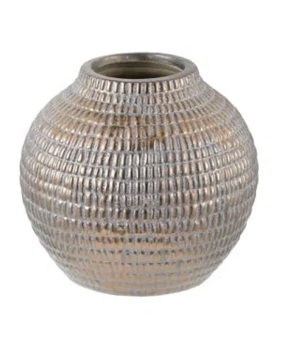 Ab Home Tribal Chic Ceramic Pot, Large In Gold