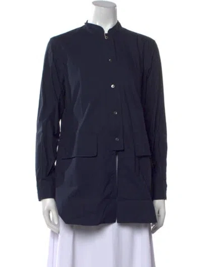 Pre-owned A.b. Long Sleeve Button-up Top W/ Tags In Blue