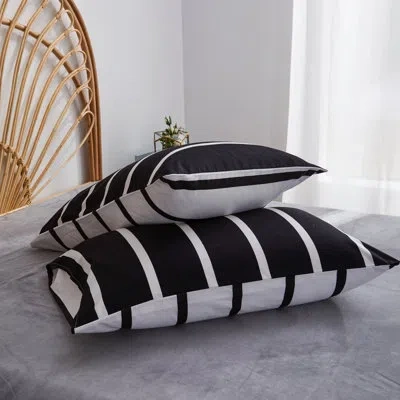 A.b. Striped Microfiber Pillowcase In Black;white
