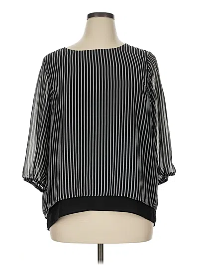 Pre-owned Ab Studio 3/4 Sleeve Blouse In Black