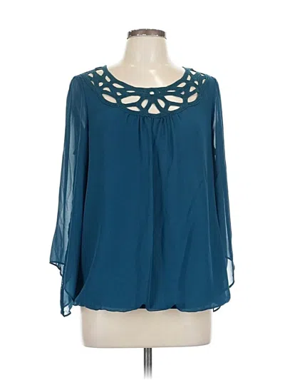 Pre-owned Ab Studio 3/4 Sleeve Blouse In Blue