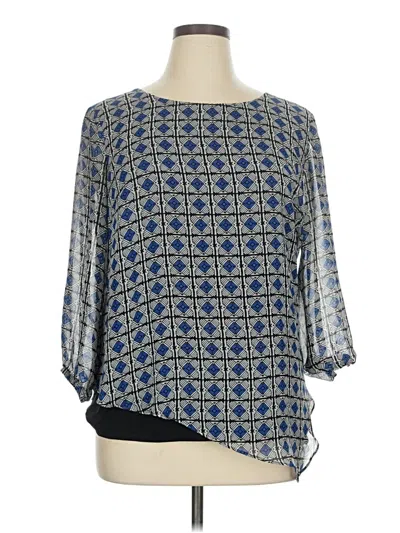 Pre-owned Ab Studio 3/4 Sleeve Blouse In Blue