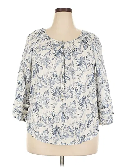 Pre-owned Ab Studio 3/4 Sleeve Blouse In Blue