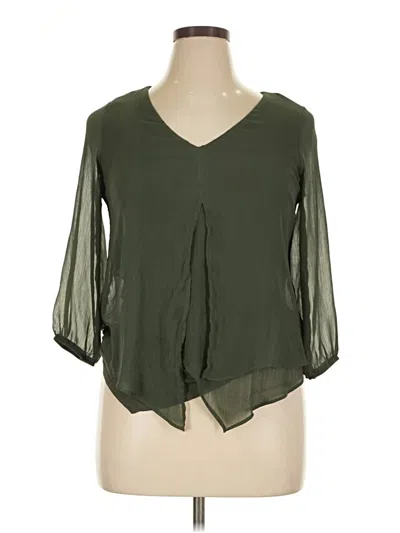 Pre-owned Ab Studio 3/4 Sleeve Blouse In Green
