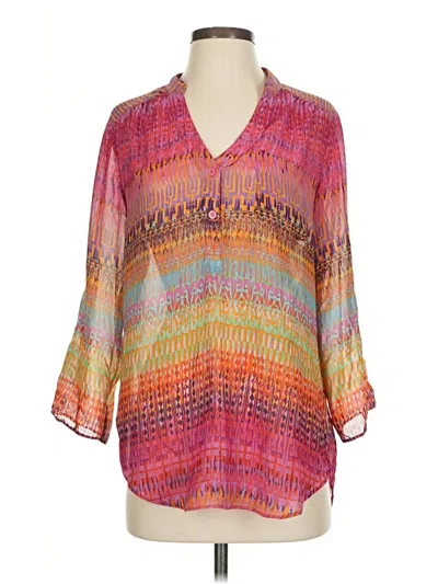 Pre-owned Ab Studio 3/4 Sleeve Blouse In Orange