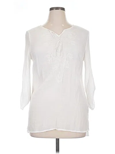 Pre-owned Ab Studio 3/4 Sleeve Blouse In White