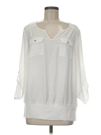 Pre-owned Ab Studio 3/4 Sleeve Blouse In White