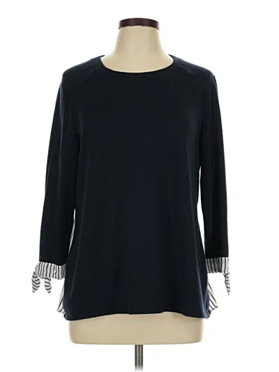 Pre-owned Ab Studio 3/4 Sleeve Top Black Crew Neck Tops