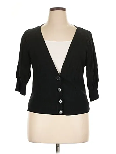 Pre-owned Ab Studio 3/4 Sleeve Top Black Plunge Neckline Tops