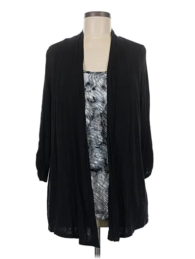 Pre-owned Ab Studio 3/4 Sleeve Top Black Plunge Neckline Tops
