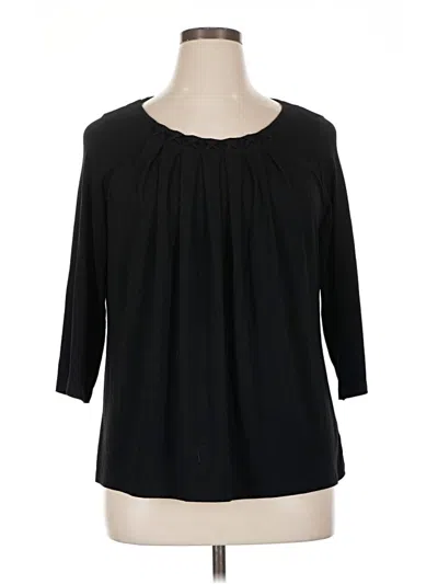 Pre-owned Ab Studio 3/4 Sleeve Top Black Scoop Neck Tops