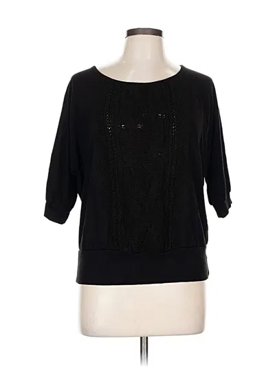 Pre-owned Ab Studio 3/4 Sleeve Top Black Square Neckline Tops