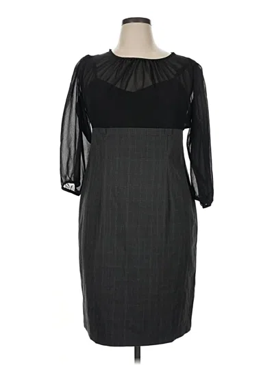Pre-owned Ab Studio 3/4 Sleeve Top Black Square Neckline Tops