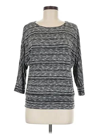 Pre-owned Ab Studio 3/4 Sleeve Top Gray Boatneck Tops