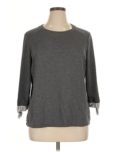 Pre-owned Ab Studio 3/4 Sleeve Top Gray Crew Neck Tops