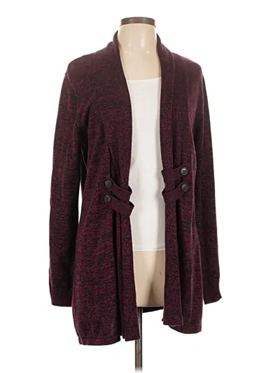 Pre-owned Ab Studio Cardigan Sweater In Burgundy