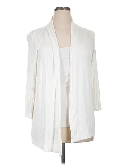 Pre-owned Ab Studio Cardigan Sweater In White