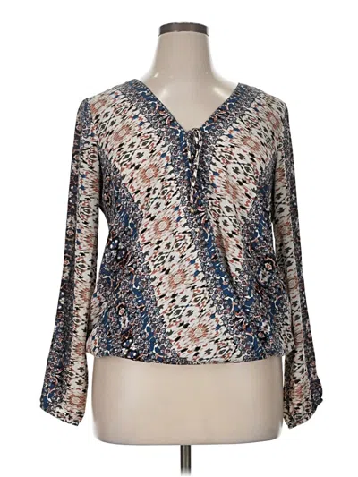 Pre-owned Ab Studio Long Sleeve Blouse In Blue