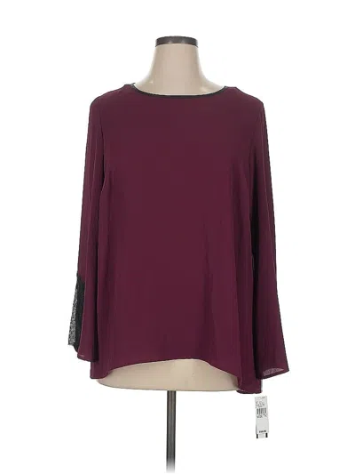 Pre-owned Ab Studio Long Sleeve Blouse In Burgundy