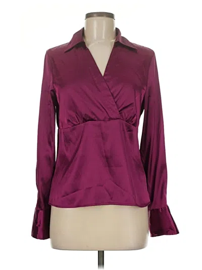 Pre-owned Ab Studio Long Sleeve Blouse In Burgundy