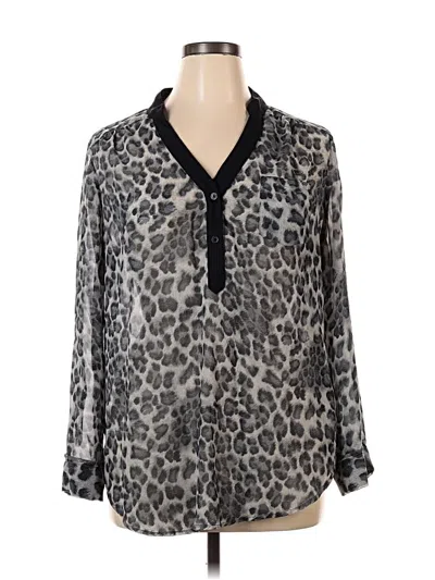 Pre-owned Ab Studio Long Sleeve Blouse In Gray