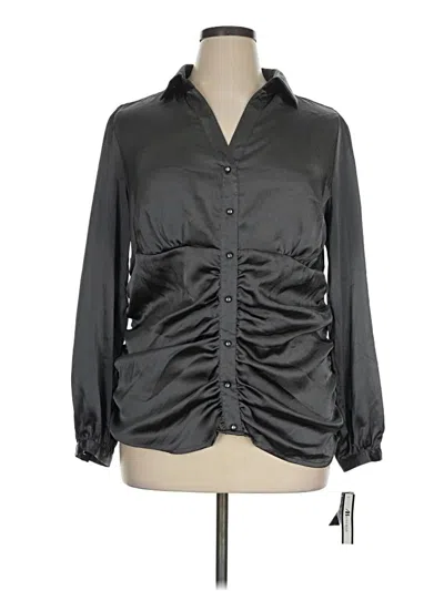 Pre-owned Ab Studio Long Sleeve Blouse In Gray