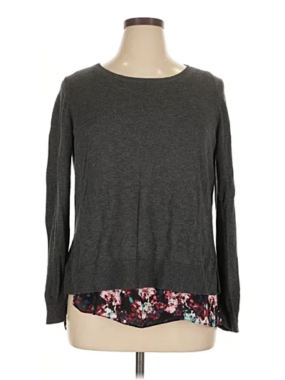 Pre-owned Ab Studio Long Sleeve Top Gray Crew Neck Tops