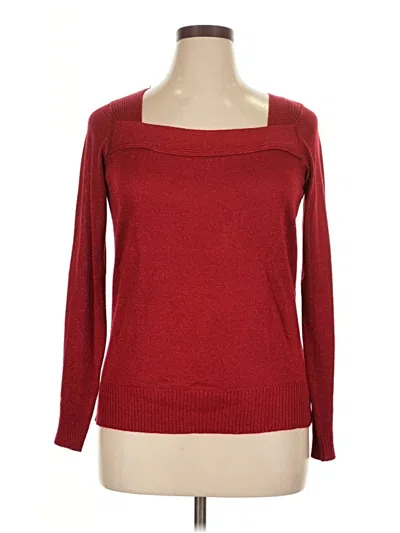 Pre-owned Ab Studio Long Sleeve Top Red Boatneck Tops