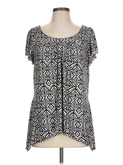 Pre-owned Ab Studio Short Sleeve Blouse In Black