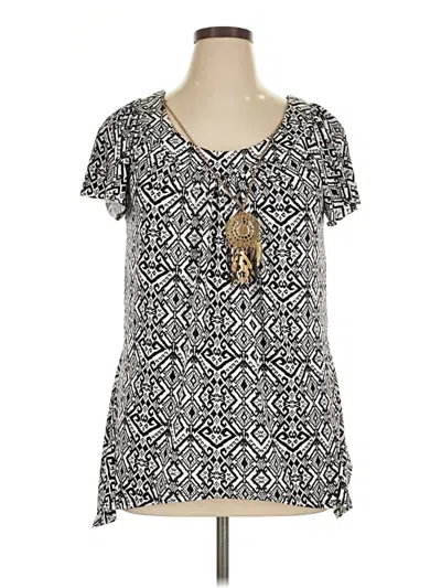 Pre-owned Ab Studio Short Sleeve Blouse In Black