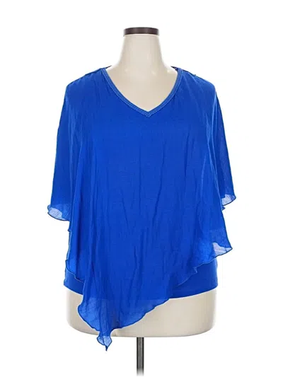 Pre-owned Ab Studio Short Sleeve Blouse In Blue
