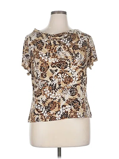 Pre-owned Ab Studio Short Sleeve Blouse In Gold