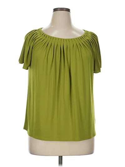 Pre-owned Ab Studio Short Sleeve Blouse In Green