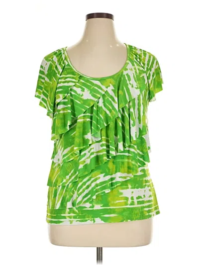 Pre-owned Ab Studio Short Sleeve Blouse In Green