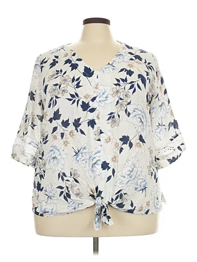 Ab Studio Short Sleeve Blouse In Multi