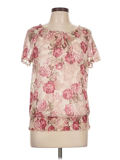 Pre-owned Ab Studio Short Sleeve Blouse In Pink
