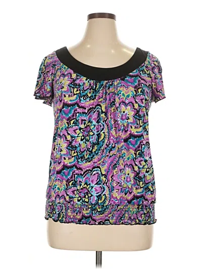 Pre-owned Ab Studio Short Sleeve Blouse In Purple