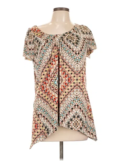 Pre-owned Ab Studio Short Sleeve Blouse In Tan