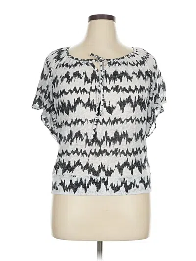 Pre-owned Ab Studio Short Sleeve Blouse In White